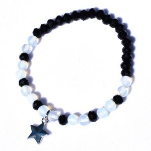Opalite Silver Star Crystal Stretch Bracelet